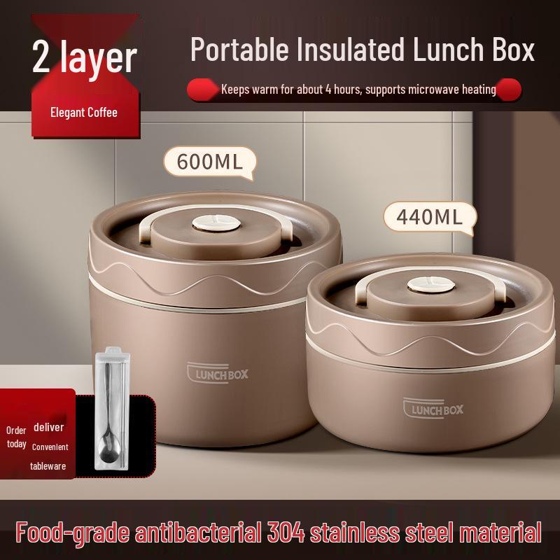 Extra Long Insulated Stainless Steel Bento Lunch Box - Microwaveable & Portable