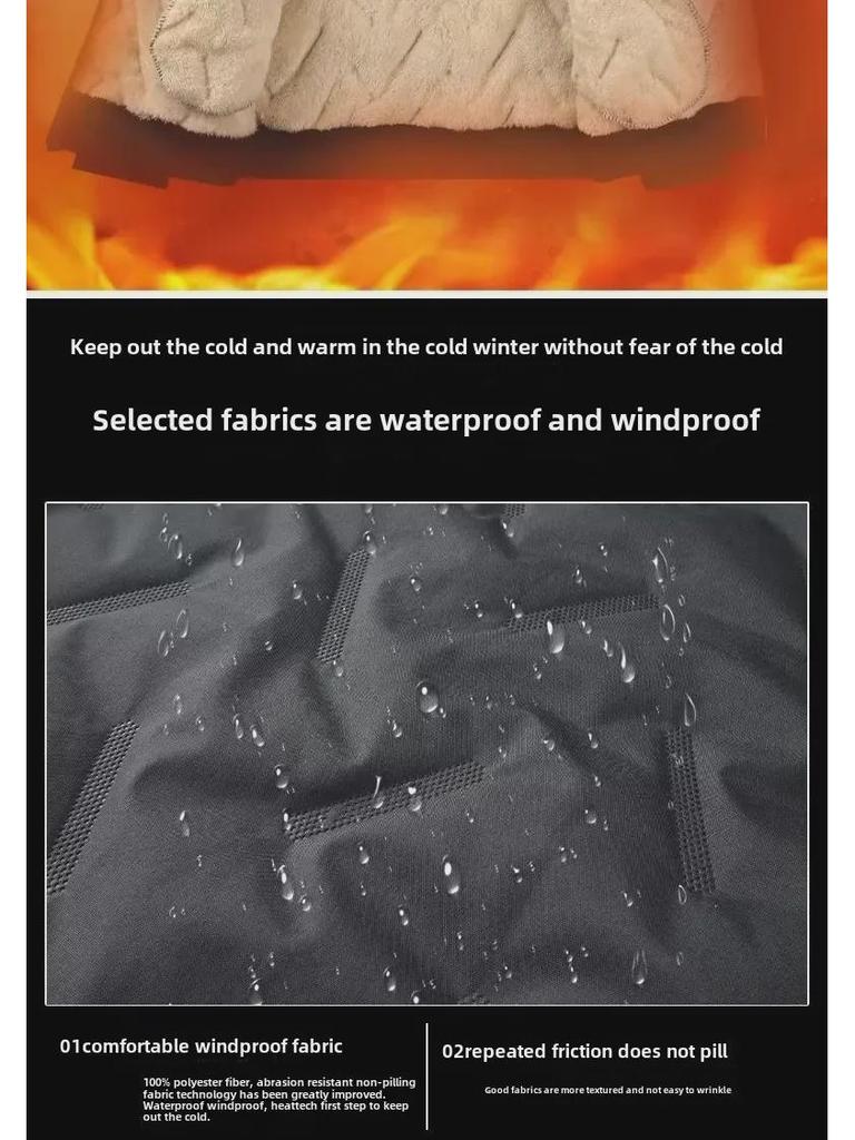 Men's Lambskin Hooded Cotton Jacket - Windproof, Cold-Resistant, Warm Winter Outerwear for Casual Wear, Available in Large Sizes.