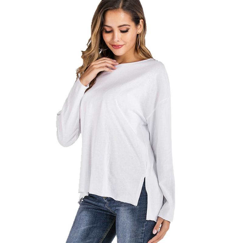 Women's Fall Street Pullover Leaky Back Long-sleeved Round Neck Loose Women's T-shirt