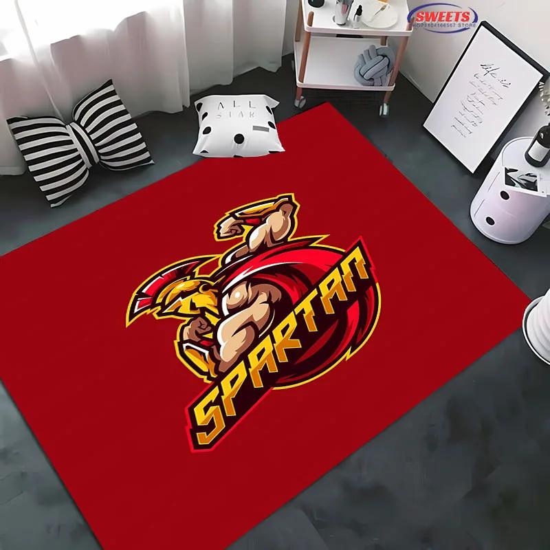 3D HD Printing Spartan Sparta Warrior Logo Carpet for Living Room Bedroom Mat Sofa Doormat Floor Rug Anti-slip Decor Durable Mat