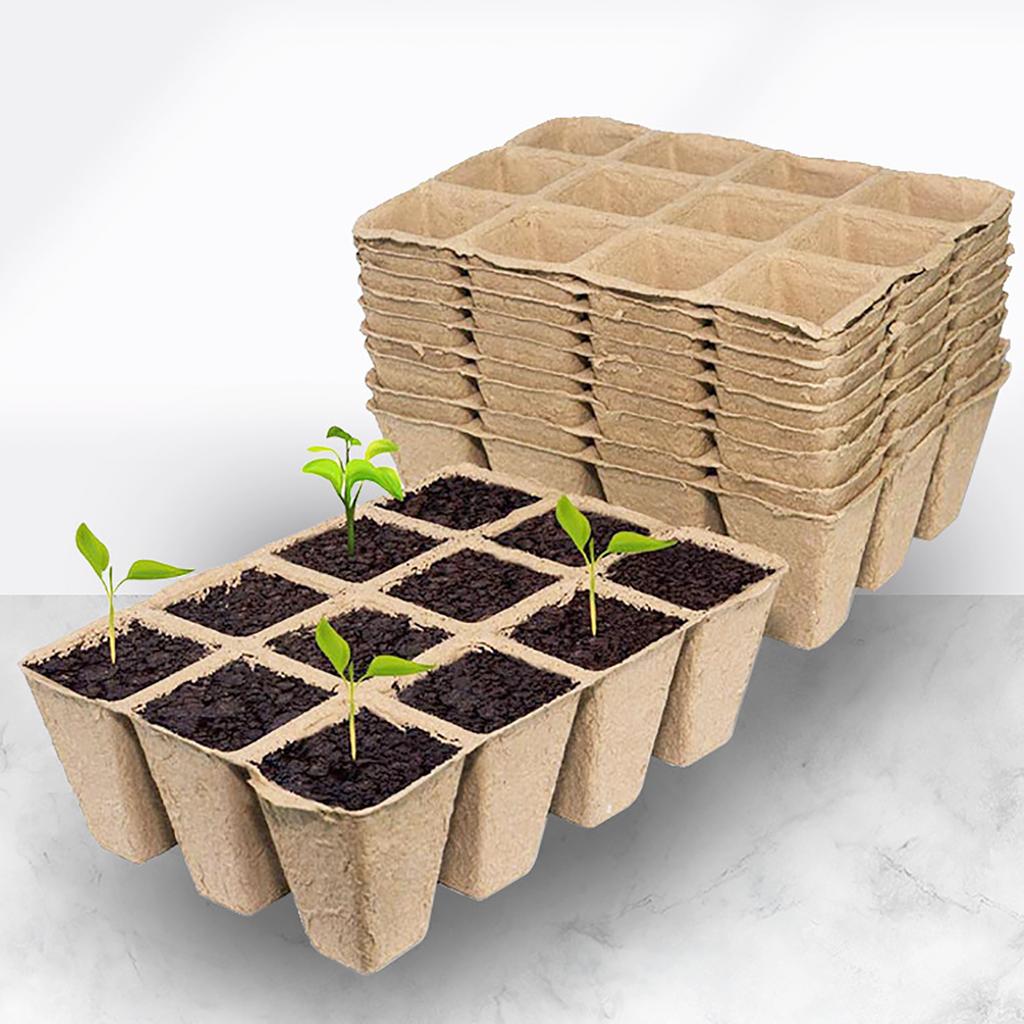 5Pcs 10 Cell Seed Starter Tray Biodegradable Pulp Seedling Cup Garden Nursery Pots Plant Seedling Germination Cultivation Tool