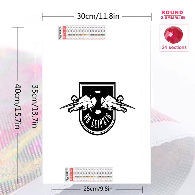 RB leipzig logo Pattern 3pcs 100% Round Full Drill 5D DIY Diamond Painting Embroidery Cross Stitch Rhinestone Décor