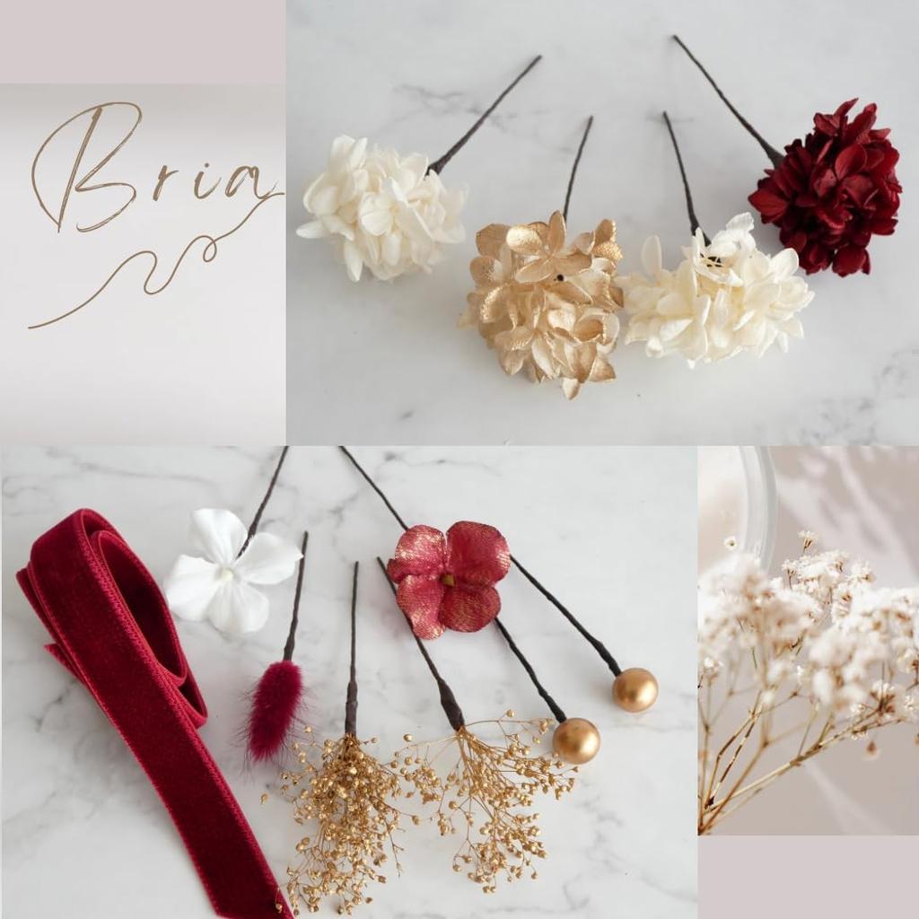 Preserved Flower Hair Velvet for and Japanese Clothing [Bria] Ornament, (Red), Coming-of-Age Ceremonies, Graduations, Weddings, Shichi-Go-San,