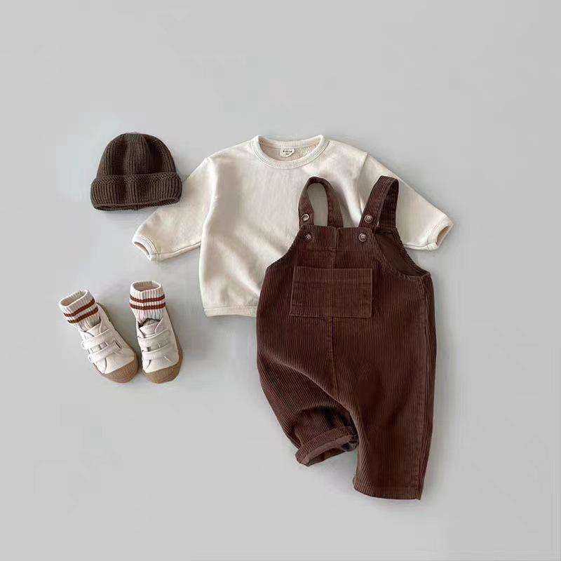 Korean Style Autumn Corduroy Overalls for Infants and Toddlers - Unisex, Multi-color Casual Outfit