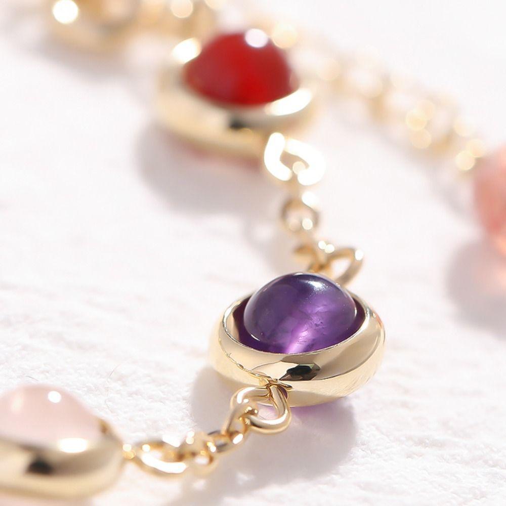 Jewelry Colorful Crystal Lucky Bracelet Rainbow Candy Beads Bangle  Friends Birthday Gift
