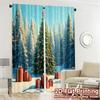 2pcs  Curtains Christmas Tree Gifts Snow_c (2) Chic Pattern Curtains Versatile Polyester Curtains Outdoor Decorations Ldeal for