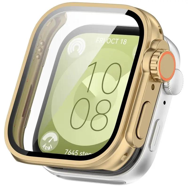 

Чохол із загартованого скла для Huawei Watch Fit 3, смарт-годинник, ремінь, захисна кришка, бампер, Fit3, захисна плівка для екрану, рамка як ultra2 Huawei Watch Fit 3 золотий