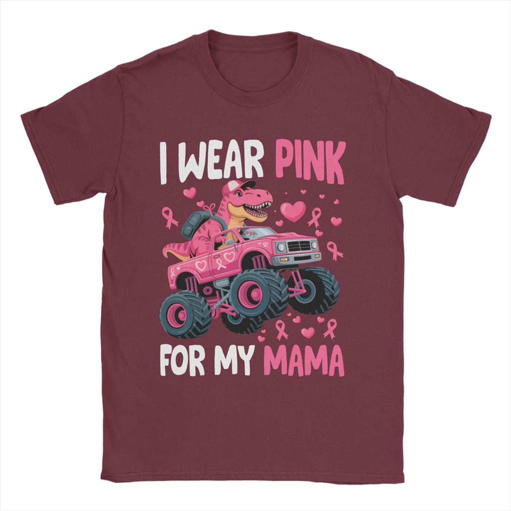 Men T-Shirt I Wear Pink for My Mama Breast Cancer Monster Truck T Shirts Popular  Summer Tee Shirt Y2K Basic Tops Birthday Gift