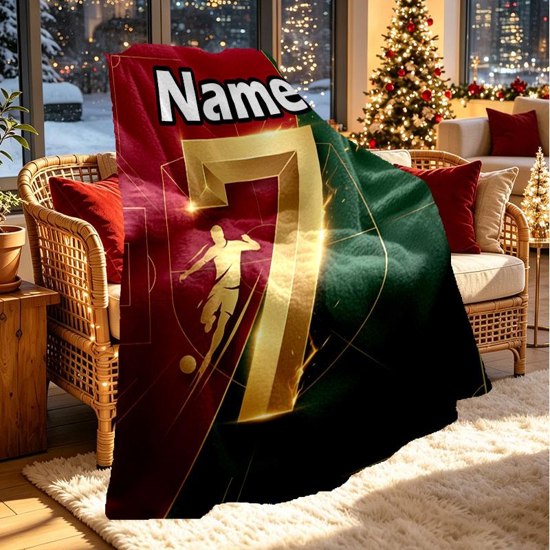 Custom Name Personalized Cristiano Ronaldo Print Blanket, Home Decor, Bedroom, Sofa, Camping, Couch, Gifts for Birthday Christmas
