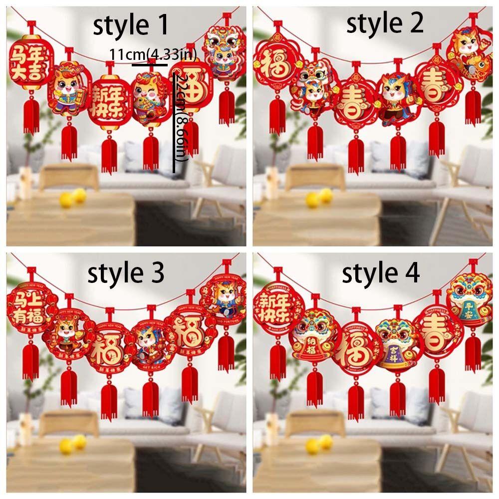 Cartoon 2026 New Year Hanging Flag Chinese Style Bunting Garland Spring Festival Banner  Indoor Use