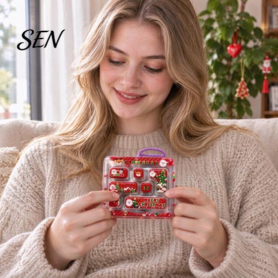 Adult Stress Relief Gift Christmas 7-Key Fidget Keyboard Keychain, Light Up Mini Game Toy, Portable Compact Accessory Stocking Stuffer Party