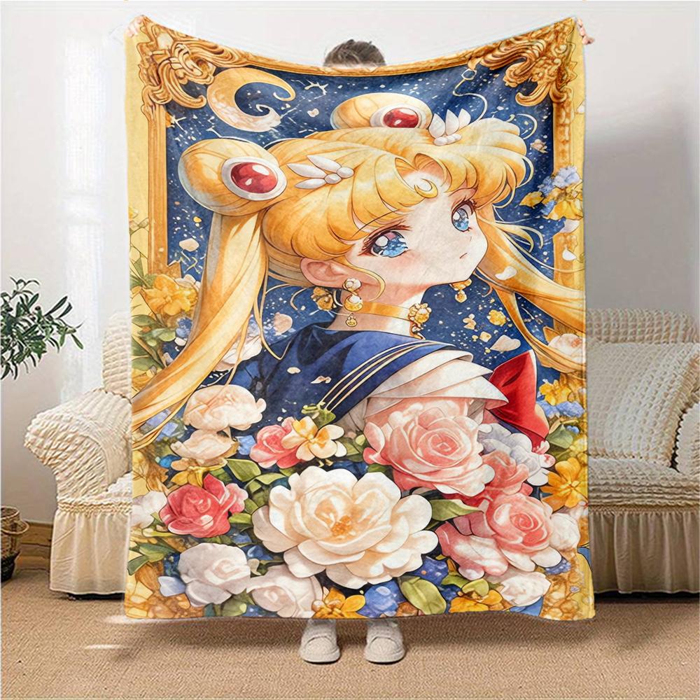 1Pc Moonlit Sailor Princess Blanket For Couch Bed Plush Cozy Fuzzy Blanket Super Soft Warm Blankets For Fall And Winter 0918242