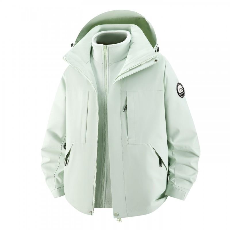 Men Women 3-in-1 Outdoor Waterproof Windproof Jacket With Detachable Down Inner Layer Hiking Camping Winter