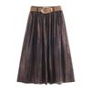 Autumn 2025 European & American Elegant Printed Belt Skirt for Women