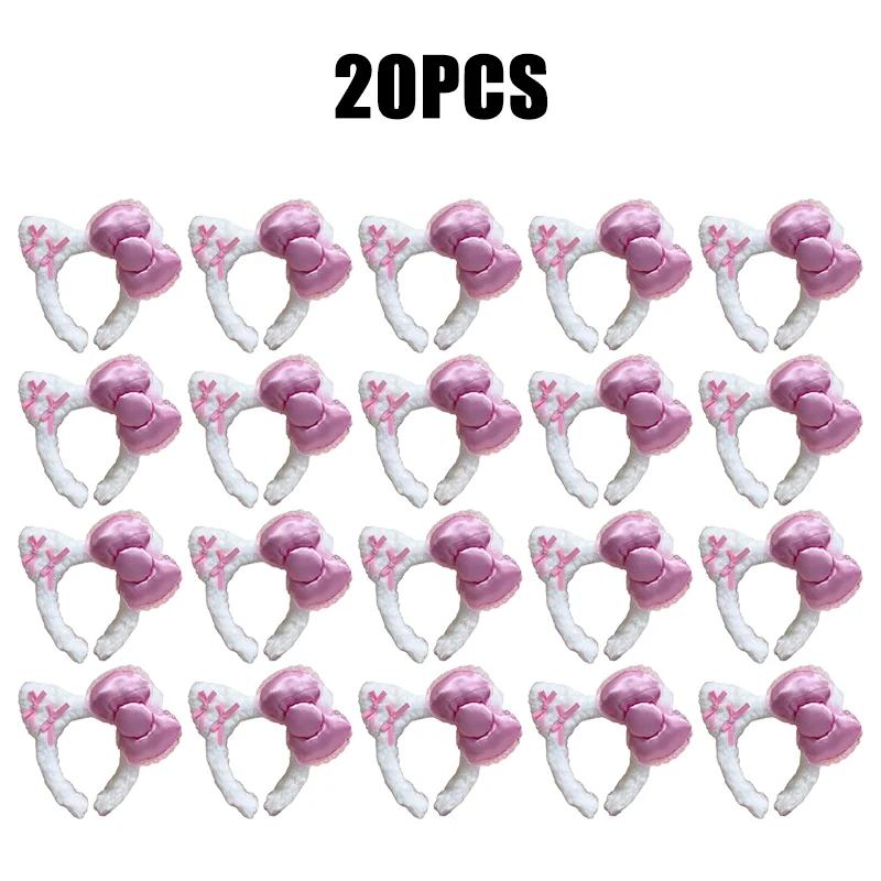 1-20Pcs Hair Band Cute Cat Ears Hair Band with Bow Hair Band for Girls Face Wash Make-up Headband Anti-slip Headband