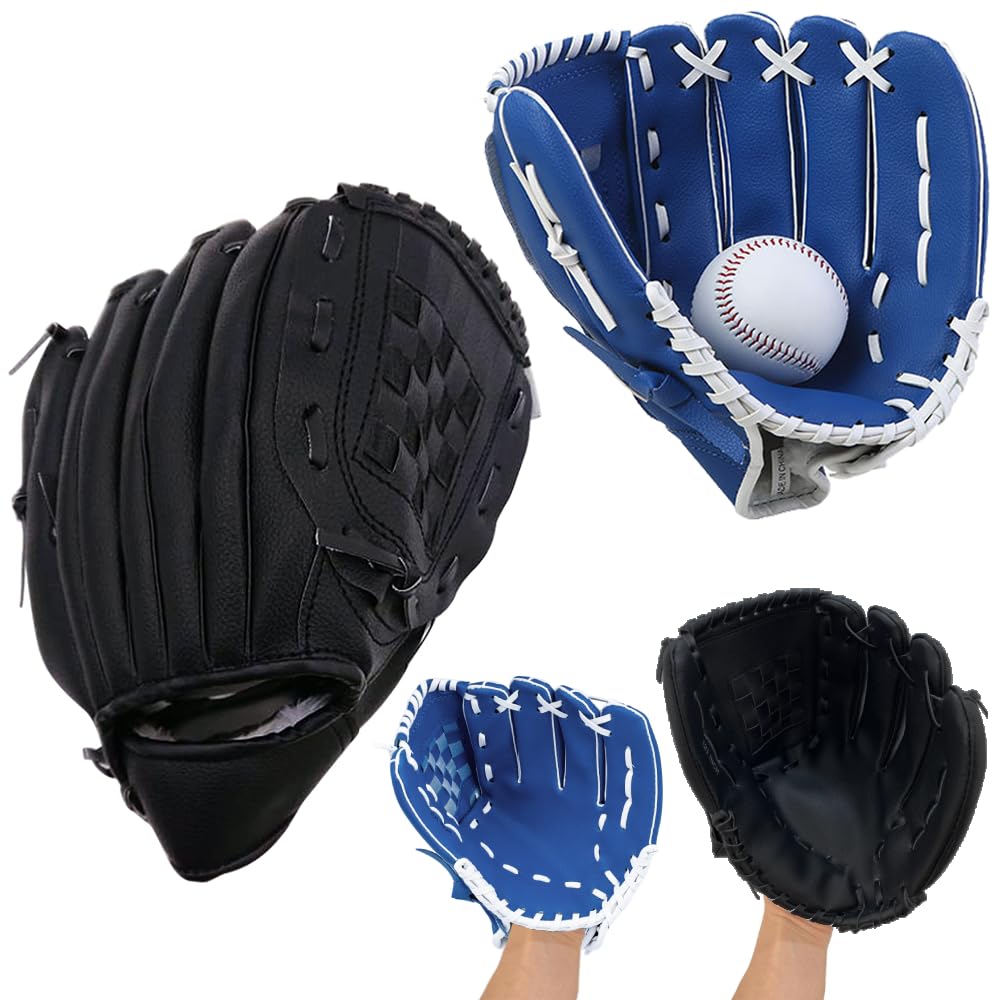 

UPS Baseball Glove Soft Type Parent-Child Set 2 Pieces Catch Practice Kids and Adults Suitable for Lower Grades Right-Handed Black Blue