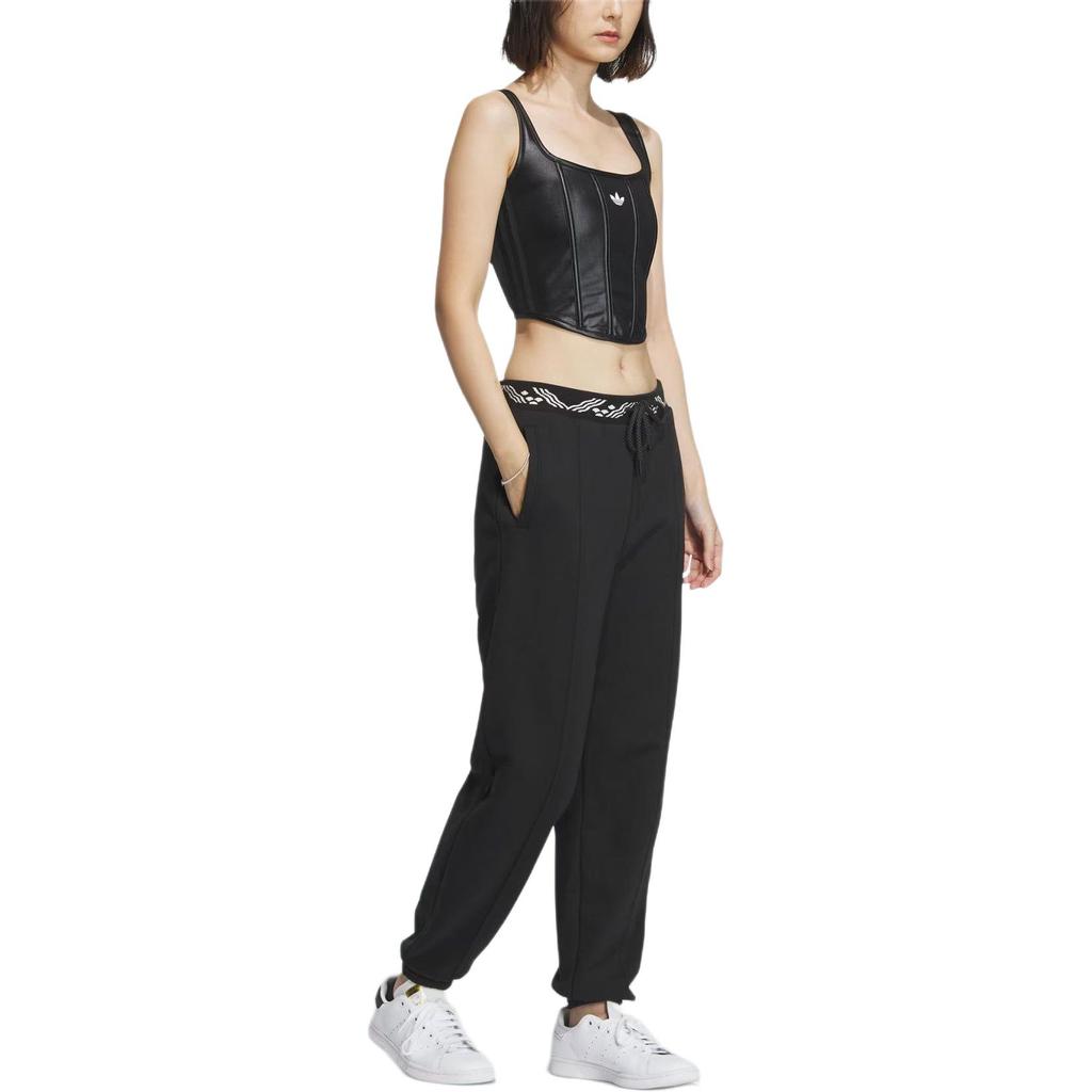 adidas Originals X Feifei Ruan Collaboration FW23 Fleece Pleated Drawstring Knit Sports Pants Women Bottoms Black IX4239