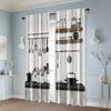 Vikama Retro Kitchen Utensil Curtain Black White Wood Grain Pattern Home Window Decor Panels Room Darkening Polyester Ideal For Cooking Area