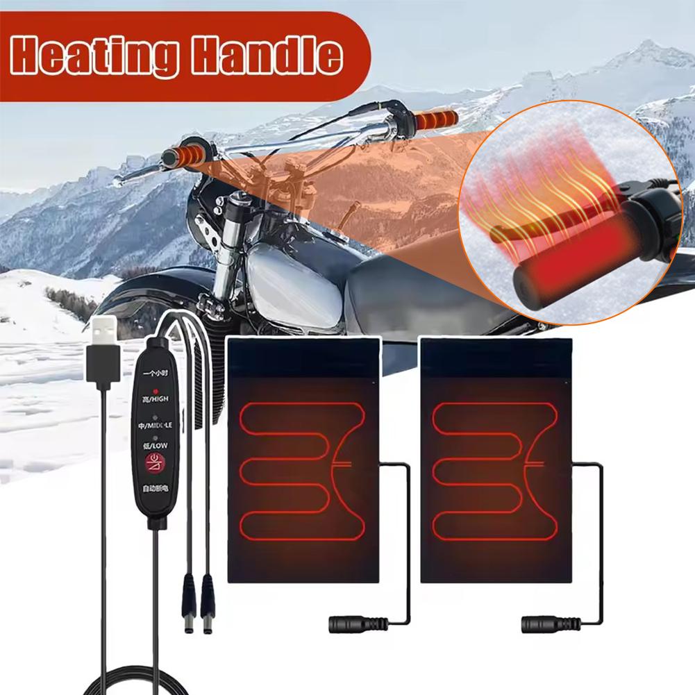 Winter 5V Motorcycle Heated Grips Cover 3 Gear Adjustable USB Electric Heating Handlebar Warmer Kit Motorcycle Accessories