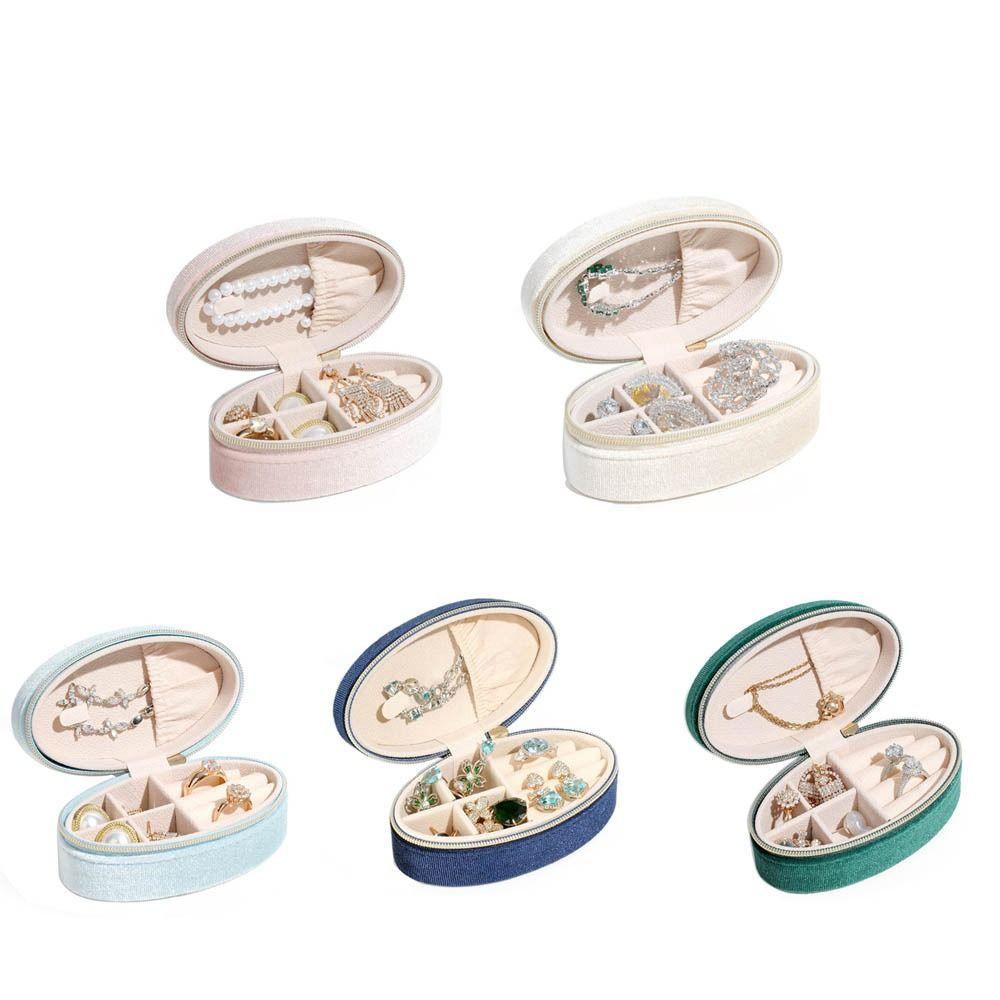 Mini Oval Jewelry Box Zipper Jewelry Organizer Portable Jewelry Packaging Box  Earrings