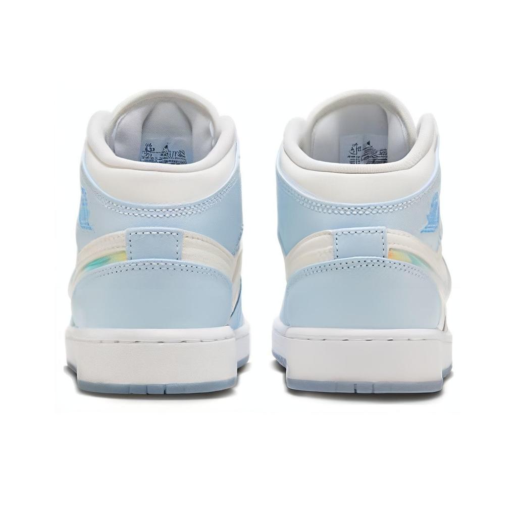 Air Jordan 1 Mid SE GS Glitter Swoosh Barnesko Blå Blå-tone Summit-White FQ9117-400
