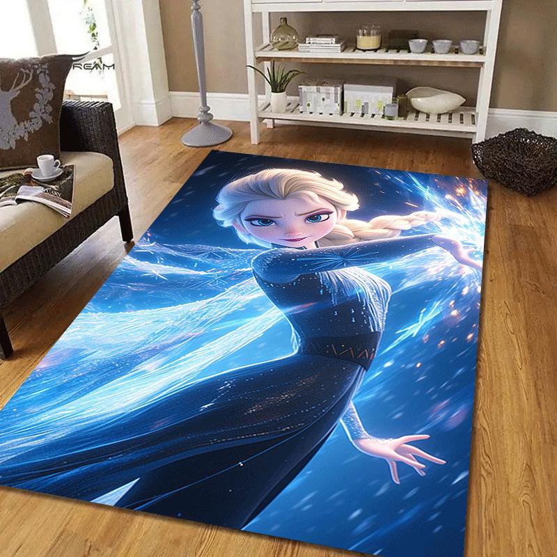 1pc Elsa Pattern Area Rug Soft Flannel Floor Mat for Living Room,Office,Bedroom and Carpet,Sofa Coffee Table Floor Mat