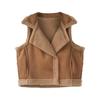 Nuovo gilet in pelo d'agnello da donna, senza maniche, ampio, caldo, autunno/inverno