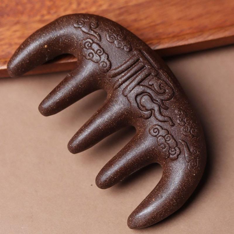 Traditional TCM Fragrance Comb: Auspicious Clouds & Lotus with Fu, He Shou Wu Ancient Formula Head Massage Comb