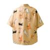 Dopamine Floral Cat Dog Shirt: Unisex Light Yellow Summer Top, Loose Fit, Cool American BF Style