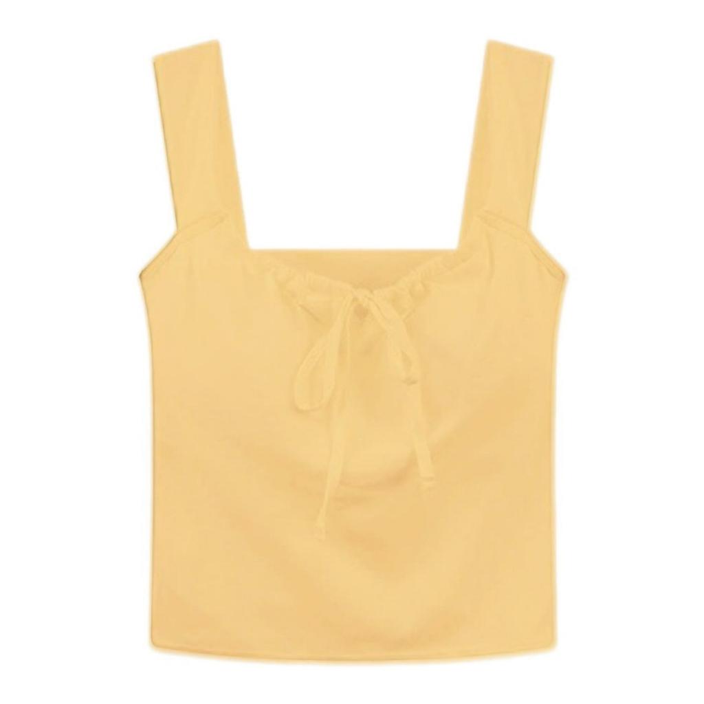 White Atmosphere Feeling Camisole Undershirt Women, Versatile with Bra Pads Department, with Bow Short Models Outside Slim Bottoming Tops