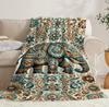 1 Stück Böhmische Elefanten Geometrisches Muster Flanelldecke - Weiche Warme Ganzjahresdecke für Sofa Bett Büro Familie Gemischte Farben