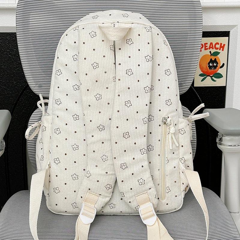 Schoolbag Japanese Korean ins Wind Cute Pentagram Polka Dot Backpack Female Student Large Capacity School Bag Versatile Campus Backpack