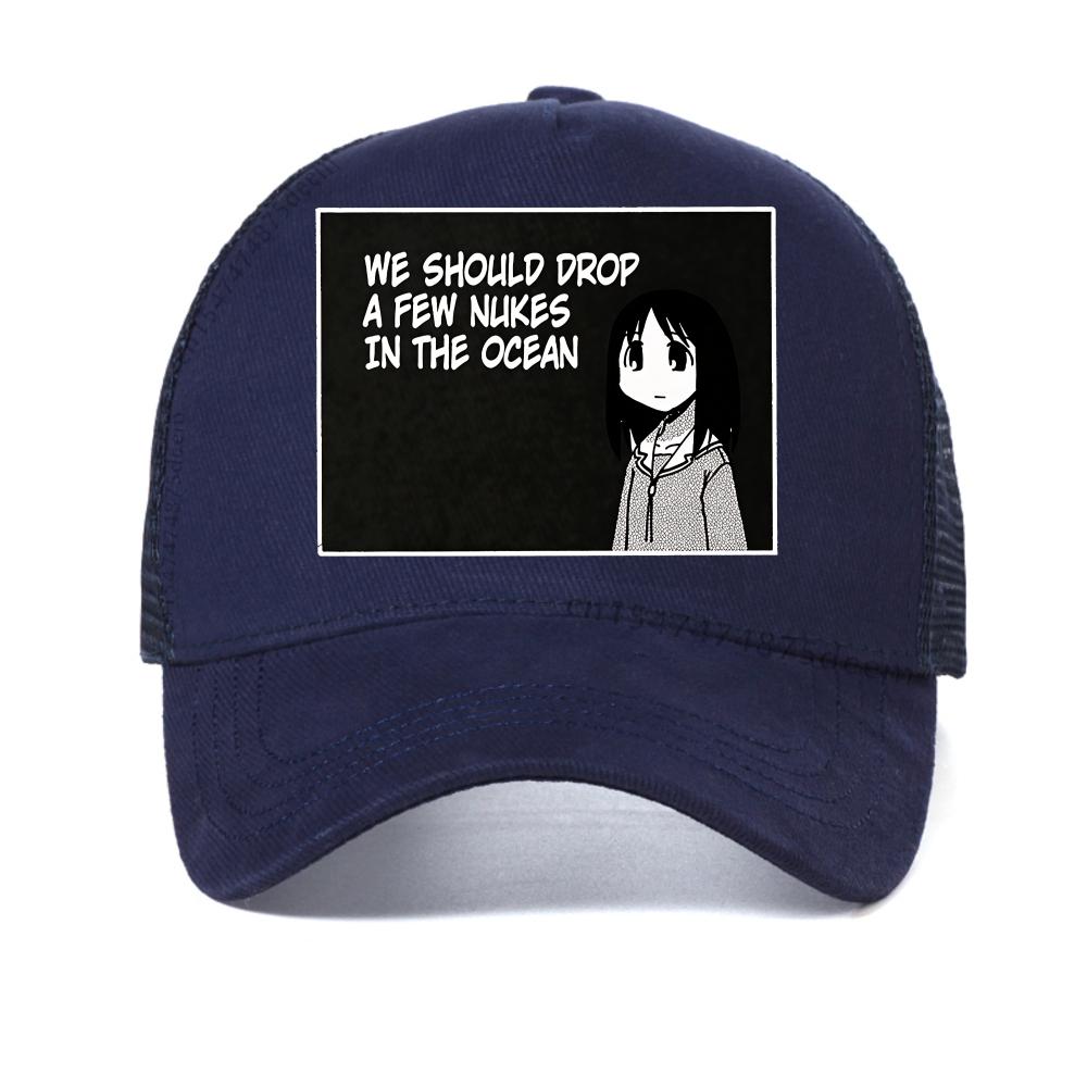 

Azumanga Daioh baseball cap Fashion Men/Women Harajuku Cute Anime Girl Quote caps casual Unisex Breathable sun snapback hat Adjustable темно-синього кольору