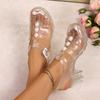 Fashion Pearl Decoration Jelly Shoes Women 2025 Summer Medium Heels Gladiator Shoes Women Soft Cloud Non Slip Outdoor Waterproof Sandals