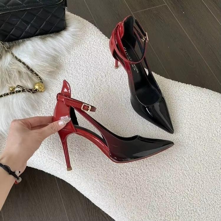 Fashion Red High Heels for Women 2024 New Style Spring and Summer Not Tiring Feet, Sexy Single Shoes, Toe Caps, Sandals  bridal shoes