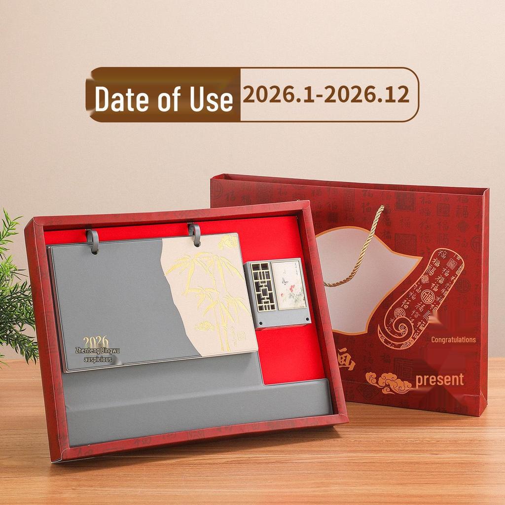 2026 Year of the Horse Leather Desktop Calendar – Custom Business Edition with Logo