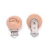5Pcs 30mm Beech Pacifier Clip Wooden Animal Letter Pattern Pacifier Metal Clips Holder Pacifier Wooden Baby Teether Accessories