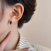 Black Agate Water Drop Stud Earrings for Women's High-end Sense Niche New Chinese Retro Matte Earrings for Girlfriends