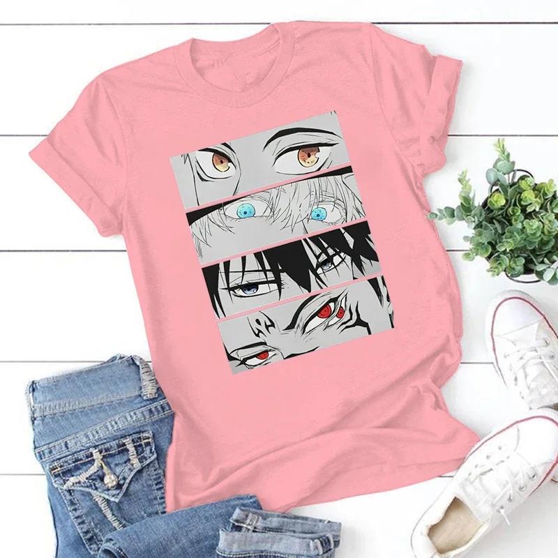 Japanese Anime Print Summer Clothes T-shirt Large Size Harajuku Short Sleeve Women's Men's Casual Cotton T-shirt Men's Tops