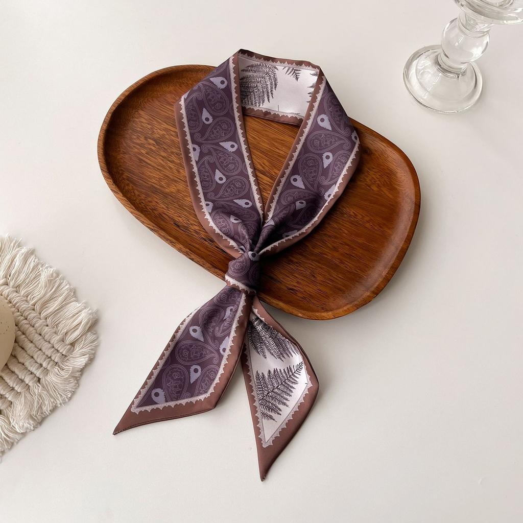 Wind Small Streamer Long Scarf Ribbon Tie Bag Versatile Decorative Headband Printed Scarf with Hand Scarf