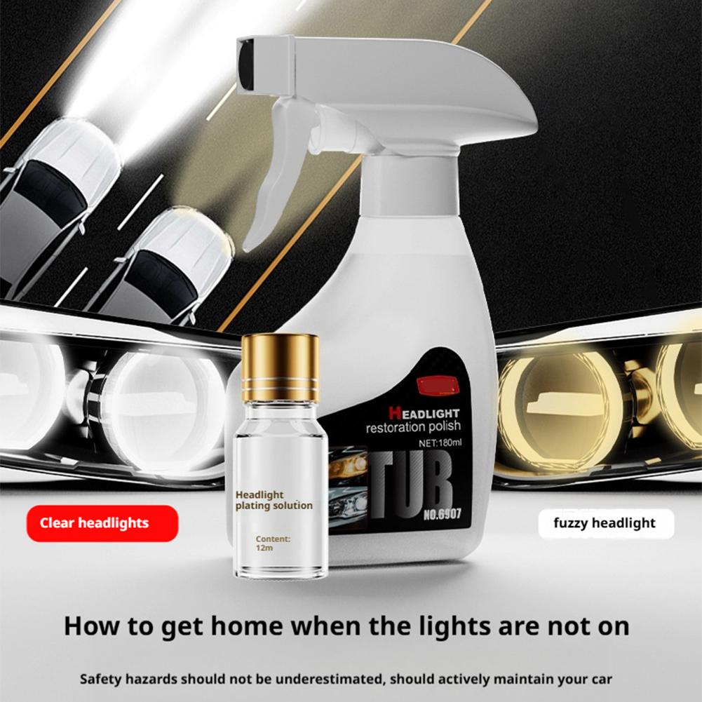 Lichid de lustruire fără șlefuire pentru faruri auto, pentru faruri îngălbenite, agent de reparare cu acoperire cristalină, spray de atomizare P5U5