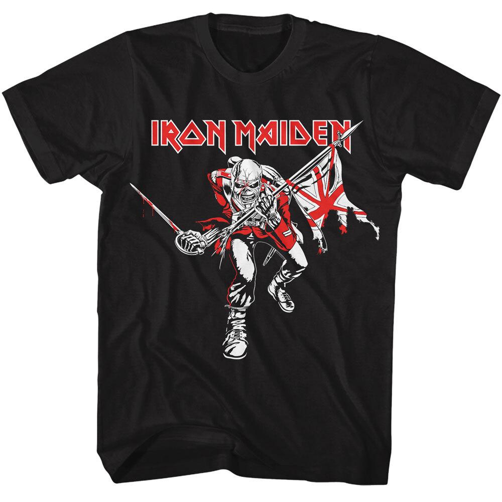 Iron Maiden The Trooper Bloody Sword Brittish Flag Men s T Shirt Rock Band Merch Unisex T-Shirt XXL