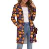 Women's Fashion Casual Comfortable Halloween Printed Mid-Length Cardigan With Pockets Jacket