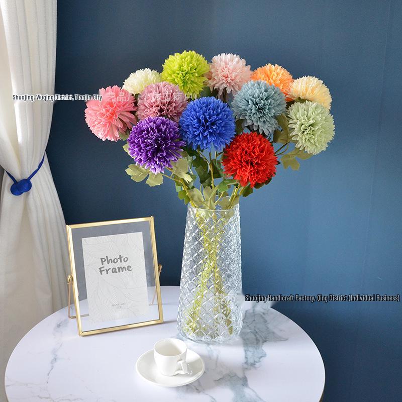 Green Onion Ball Single Stem Chrysanthemum Gift Box Bouquet and Floor Stand Accessories