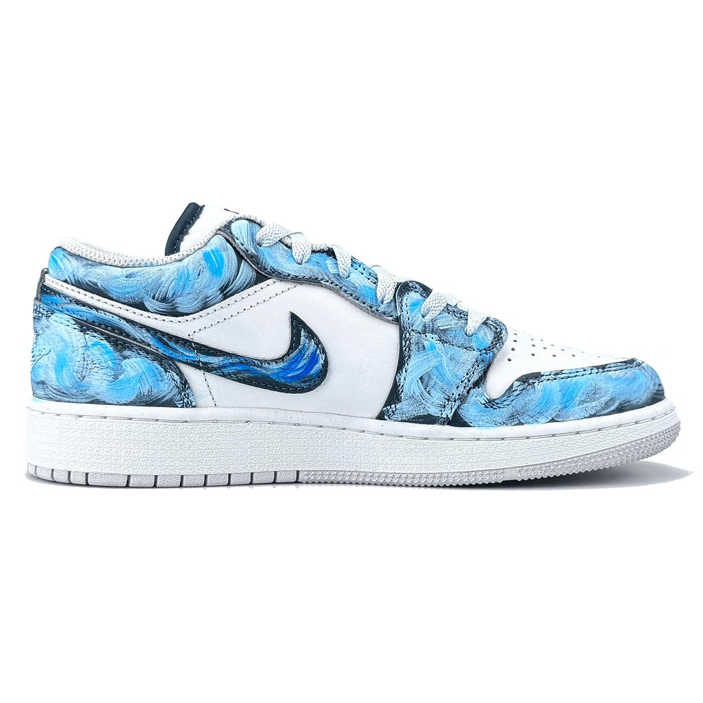 Jordan Air Jordan 1 Abrasion Resistant Low top Vintage Basketball Shoes Unisex Sky Blue FQ7687-300(team1053-)