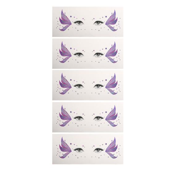 5 Sheets Glitter Butterfly Eye Stickers, Temporary Face Tattoos for Kids, Cartoon Decals for Festival Makeup, Party Decor