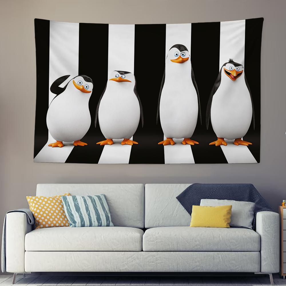 

Cartoon PPenguins Funny of MMadagascar Tapestry Background Hanging Cloth Bedroom Room Decor Aesthetic Tapestry Wall Party 74x94cm(29x37in)