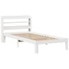 Vidaxl Bed Frame with Headboard, White, 75X190 Cm, Solid Pine Wood