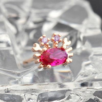 Gold Needle Crab Pink Piercing Cubic Rose Gold 14K