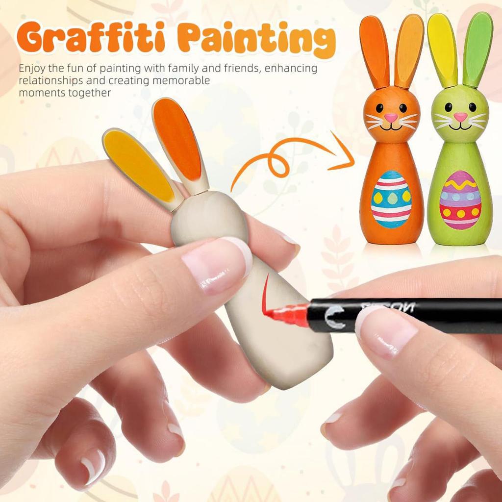 Wooden Easter Bunny Unfinished Festive Decoration Paint Your Own Rabbit Figure For Kids Teens Adults Craft Lovers Art Teachers